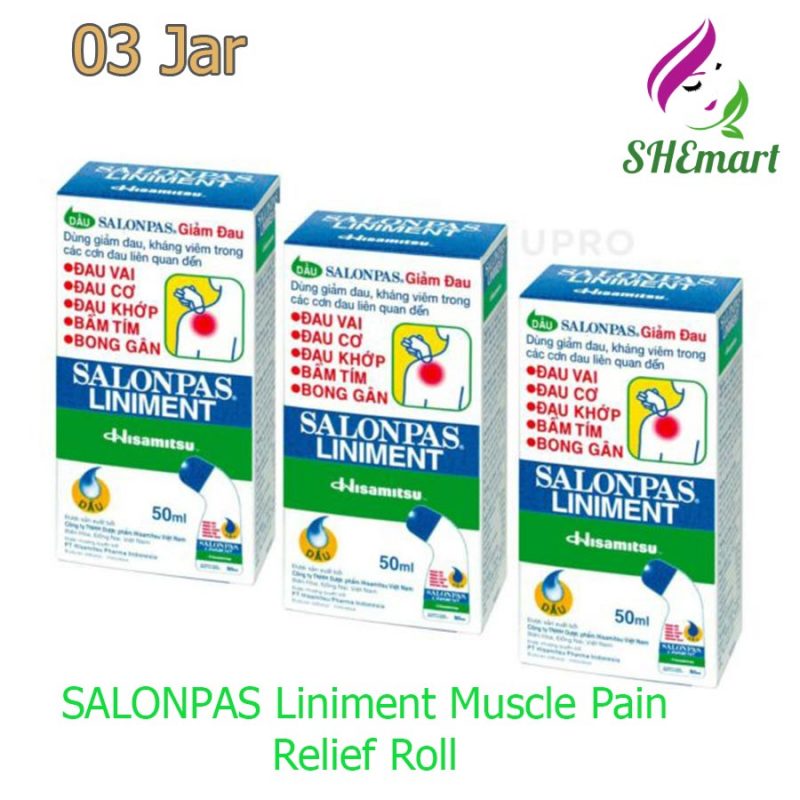 03 Jar SALONPAS Liniment Muscle Pain Relief Roll On Bottle Liquid 50ml