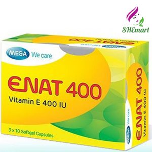 MEGA ENAT 400 Natural Vitamin E Softgel Capsules USP 400 IU Skin Care