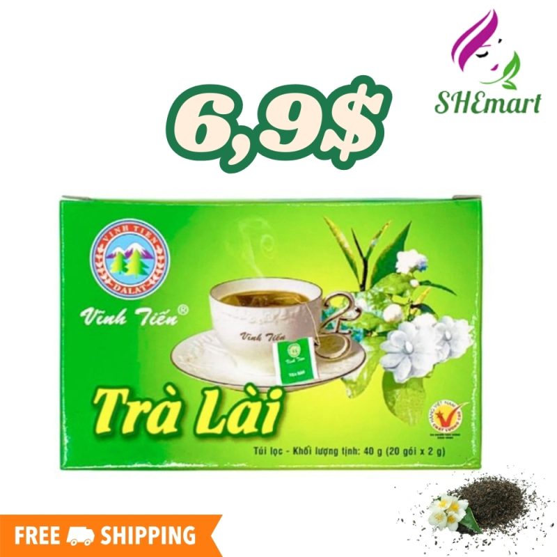 Vinh Tien Jasmine Tea Bag (Box of 20 bags) - Clears heat, reduces acne, reduces stress and fatigue.