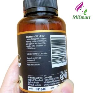 Ginkgo brain supplement go healthy 9000 Australia 60 tablets, stimulates blood flow, nourishes the brain, improves memory, increases concentration