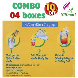 Combo 4 Boxes of Lipton Peach Ice Tea (192g each)