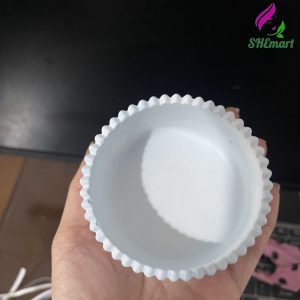 SCENTED CANDLE JAR – WHITE STRIPED ROUND WITH LID | DUBAI STYLE CUP 10x8 – HOME DECOR1